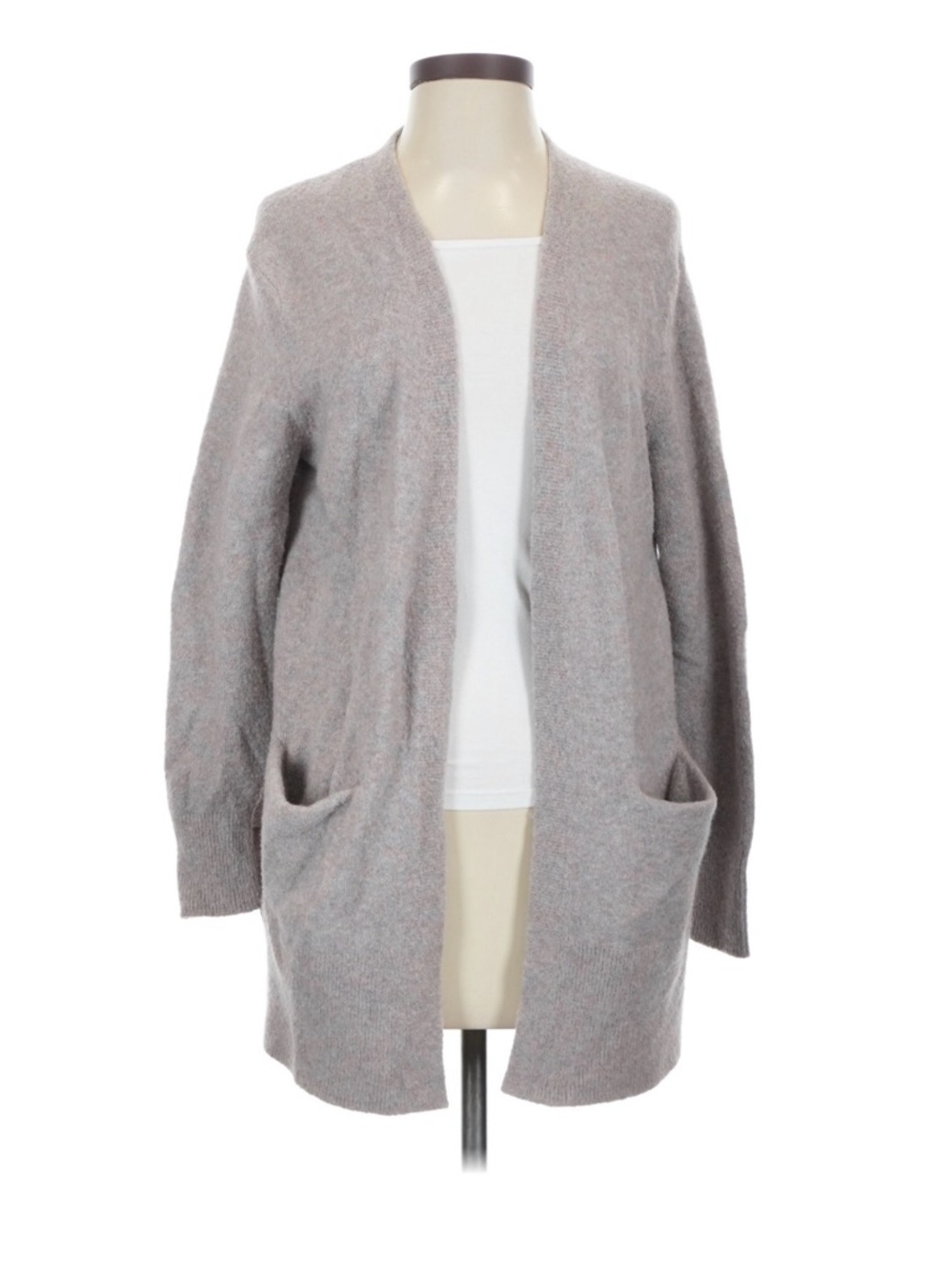 Madewell Relaxed Open-Front Cardigan in Heather Taupe